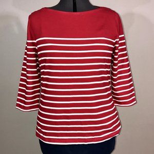 Red & White Striped 3/4 Sleeve Top